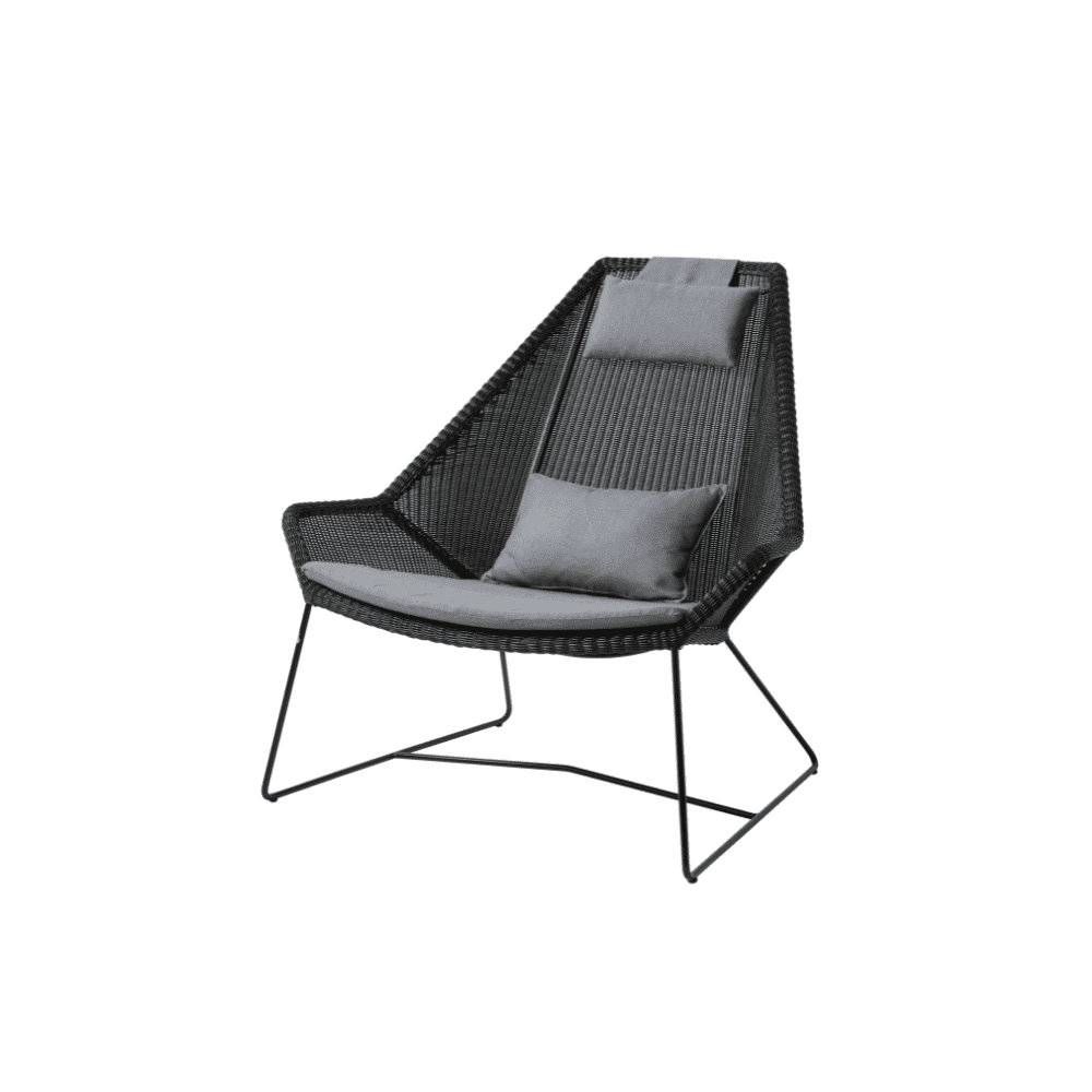 Boxhill's Breeze Highback Outdoor Chair Black with Grey Cushion