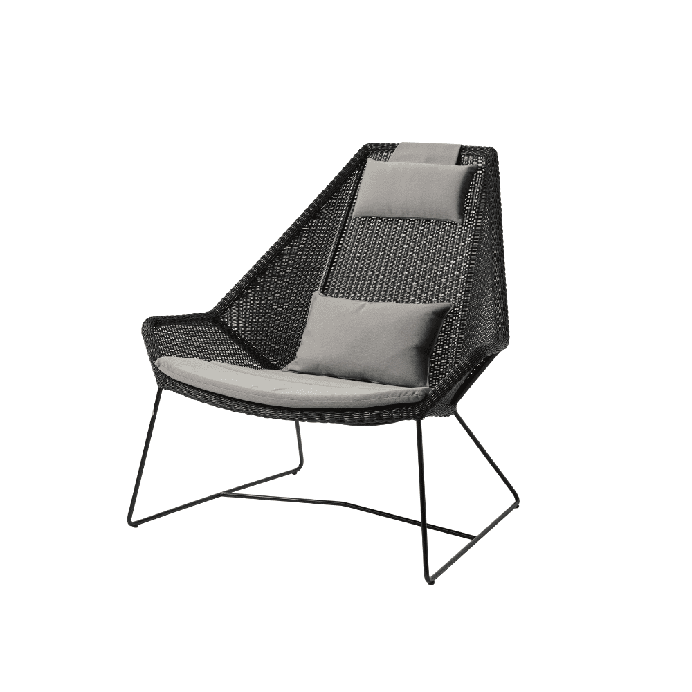 Boxhill's Breeze Highback Outdoor Chair Black with Taupe Cushion