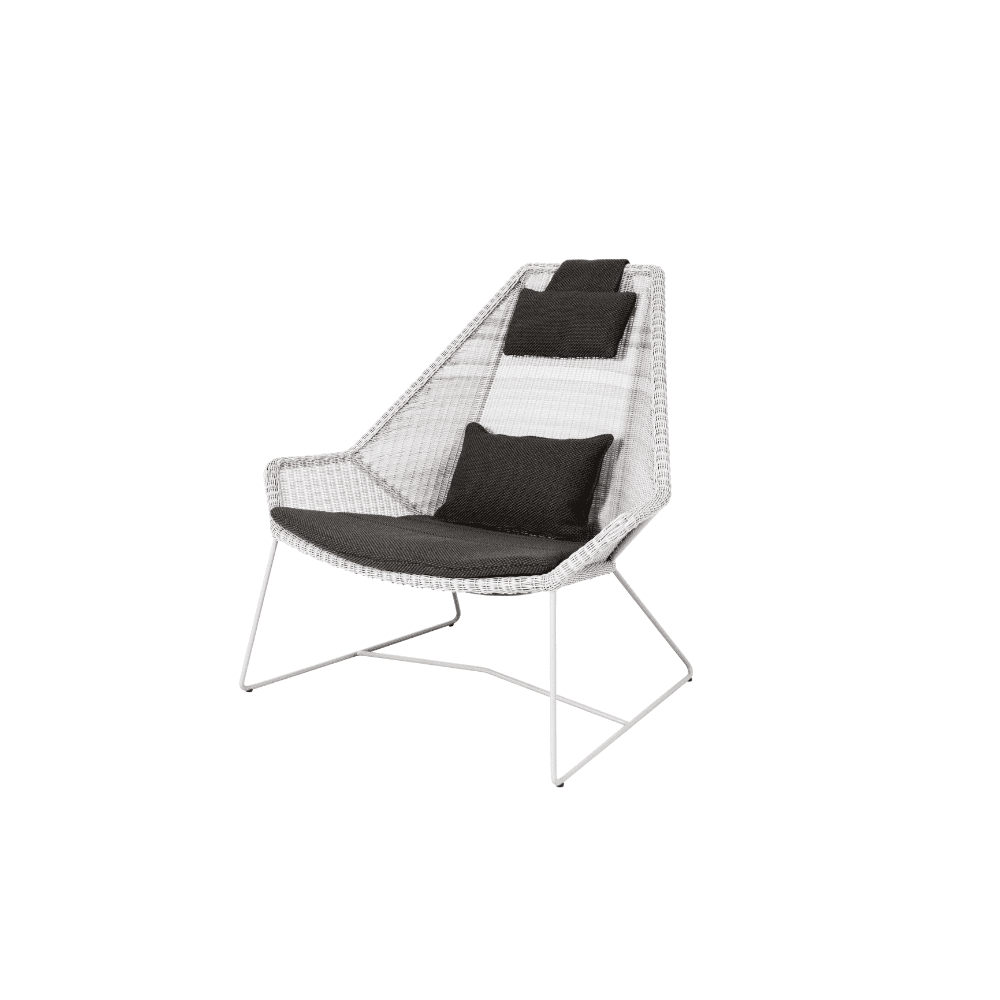 Boxhill's Breeze Highback Outdoor Chair White Grey with Dark Grey Cushion