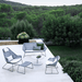 Boxhill's Breeze Outdoor Lounge Chair Light Grey lifestyle image with Breeze 2-Seater Sofa an Breeze Highback Chair