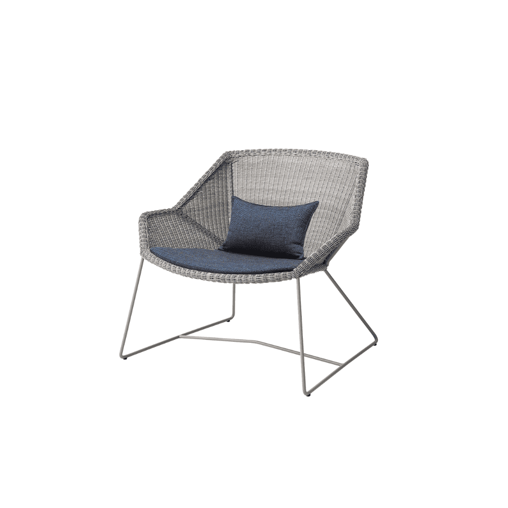 Boxhill's Breeze Outdoor Lounge Chair White Grey with Blue Cushion