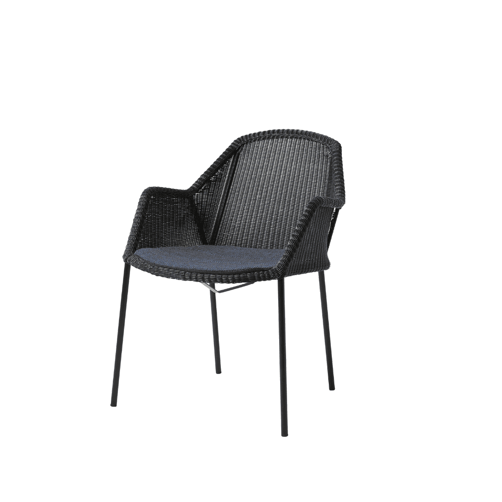 Boxhill's Breeze Stackable Dining Armchair (Set of 2) Black with Blue Cushion