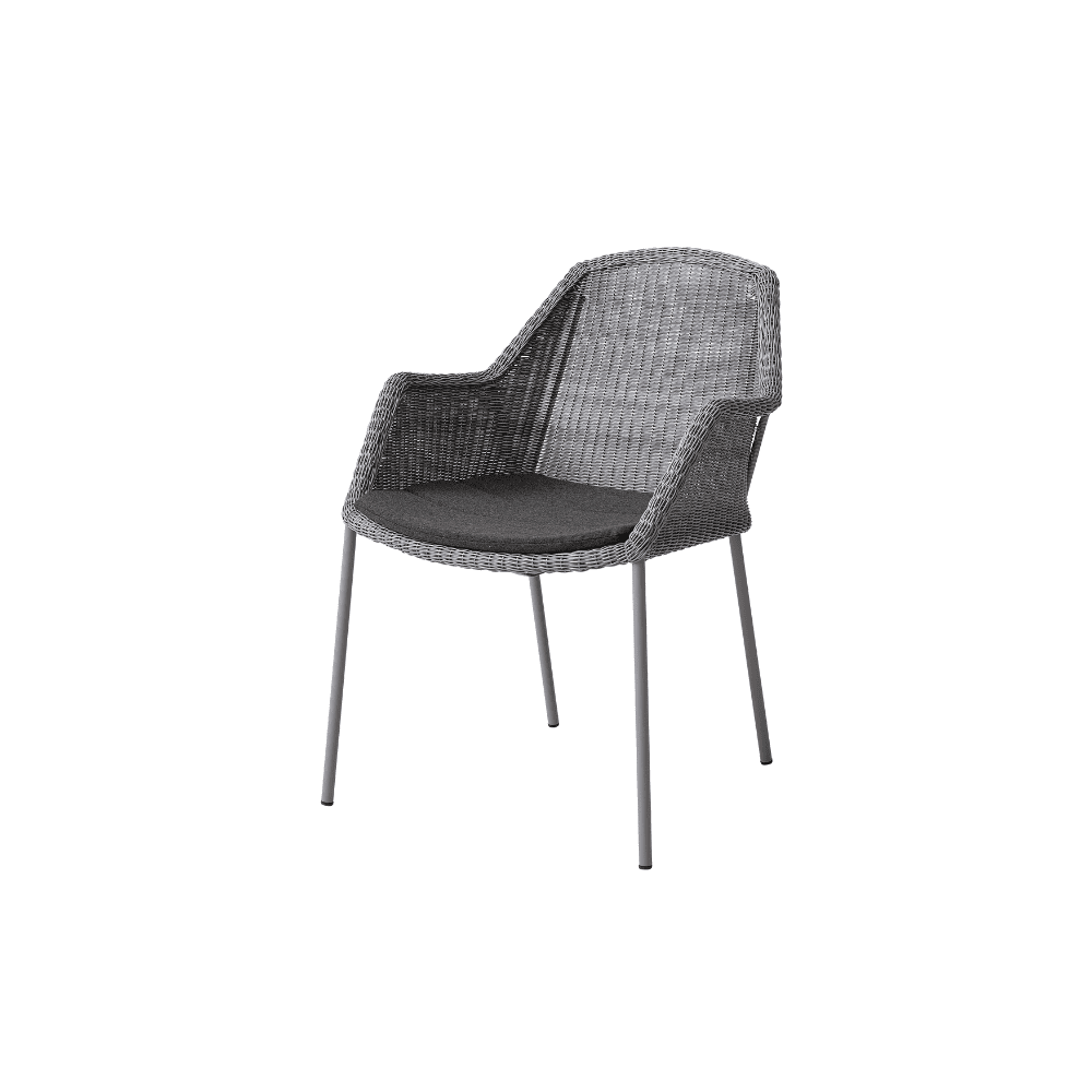 Boxhill's Breeze Stackable Dining Armchair (Set of 2) Light Grey with Black Cushion