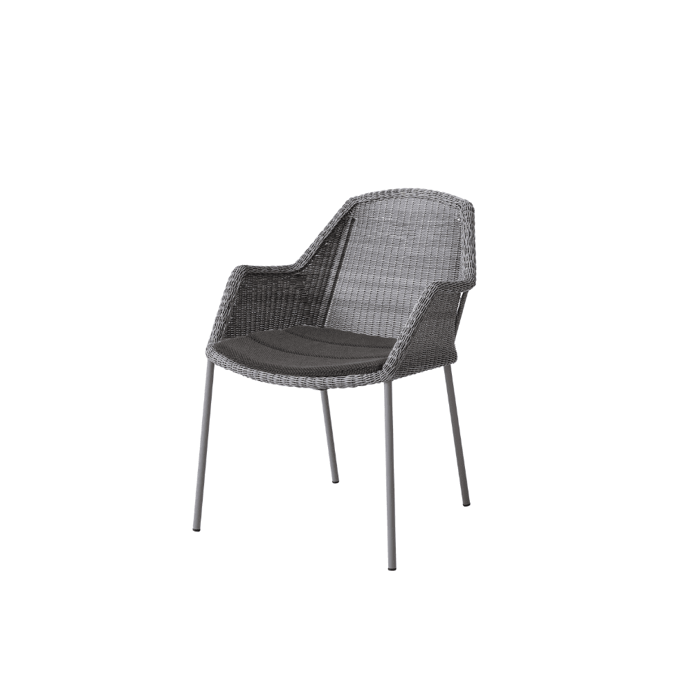 Boxhill's Breeze Stackable Dining Armchair (Set of 2) Light Grey with Dark Grey Cushion