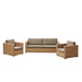 Boxhill's Chester Lounge Weave Coastal Chair Natural and Chester 3-Seater Coastal Sofa Natural with Taupe Cushion