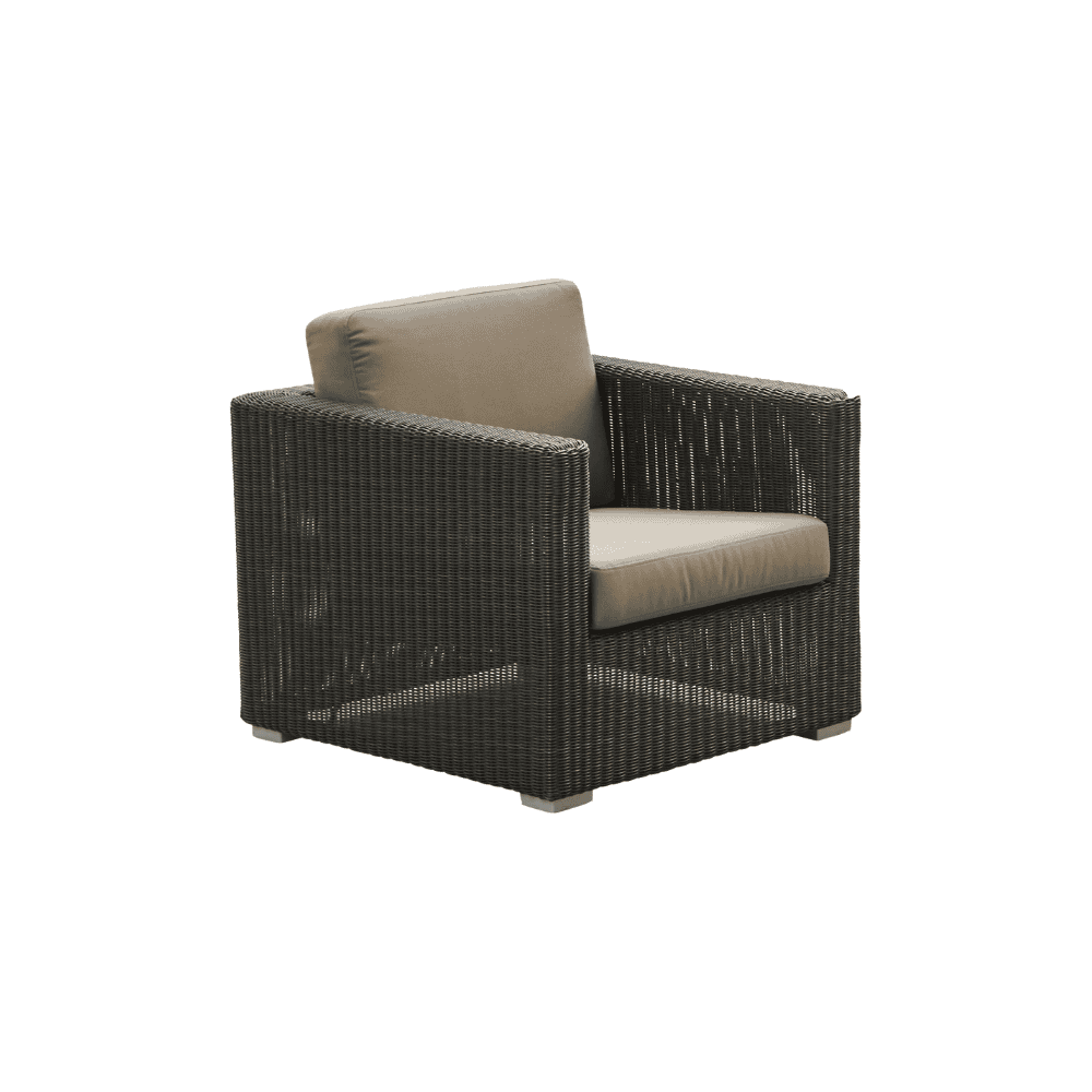 Boxhill's Chester Lounge Weave Coastal Chair Graphite with Taupe Cushion