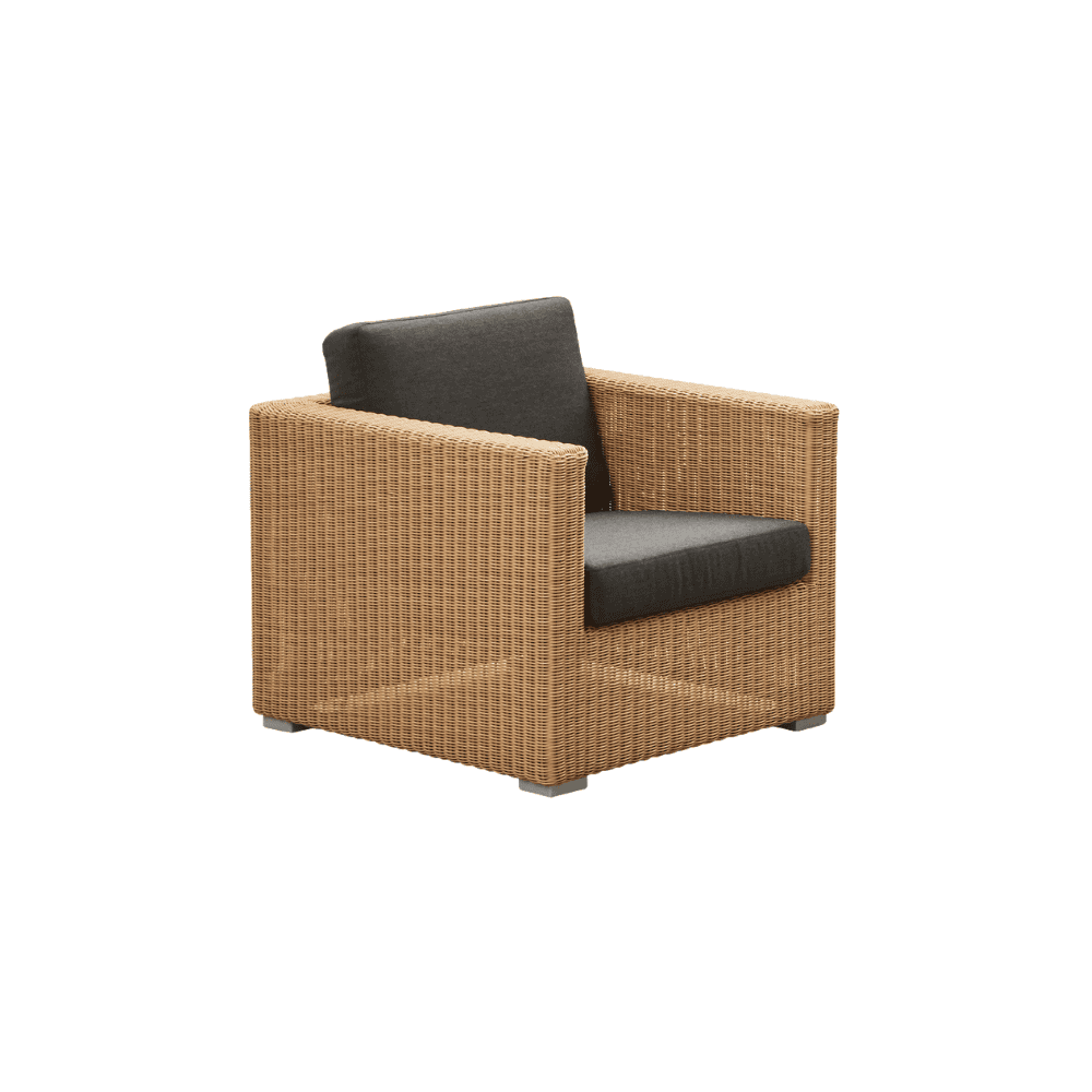 Boxhill's Chester Lounge Weave Coastal Chair Natural with Black Cushion