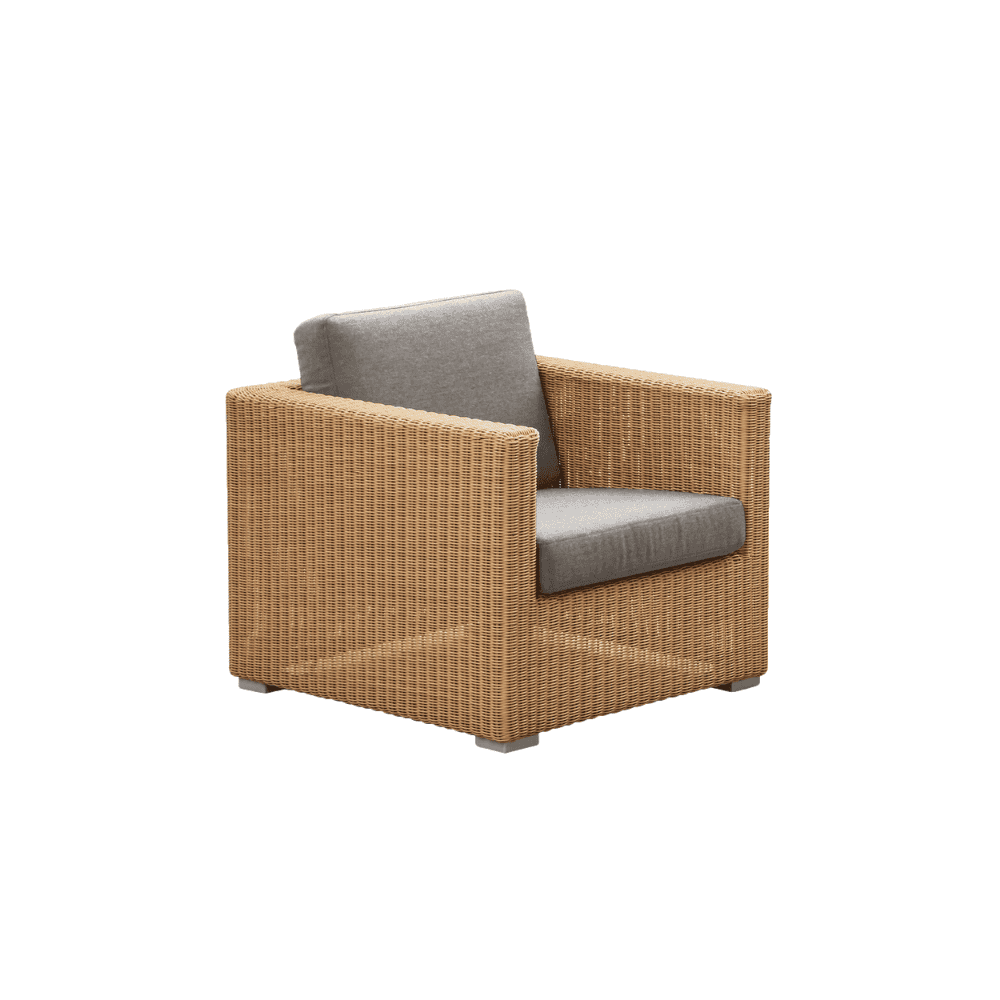 Boxhill's Chester Lounge Weave Coastal Chair Natural with Grey Cushion