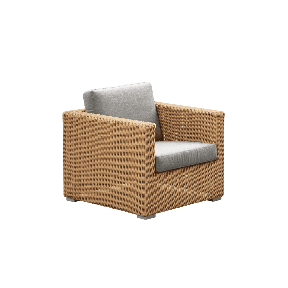 Boxhill's Chester Lounge Weave Coastal Chair Natural with Light Grey Cushion