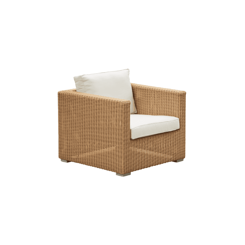Boxhill's Chester Lounge Weave Coastal Chair Natural with White Cushion