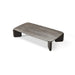 Gray rectangle patio coffee table with textured surface on a white background