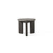 Dark gray outdoor side table with textured surface tabletop on a white background