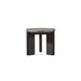 Modern outdoor side table with dark gray aluminum base and gray textured tabletop on white background