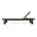 Side view of dark gray modern outdoor sun lounger with adjustable backrest on a white background