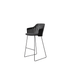 Boxhill's Choice Outdoor Bar Chair Black Seat Shell Warm Galvanized Steel Sledge Base with Black Natte Seat Cushion