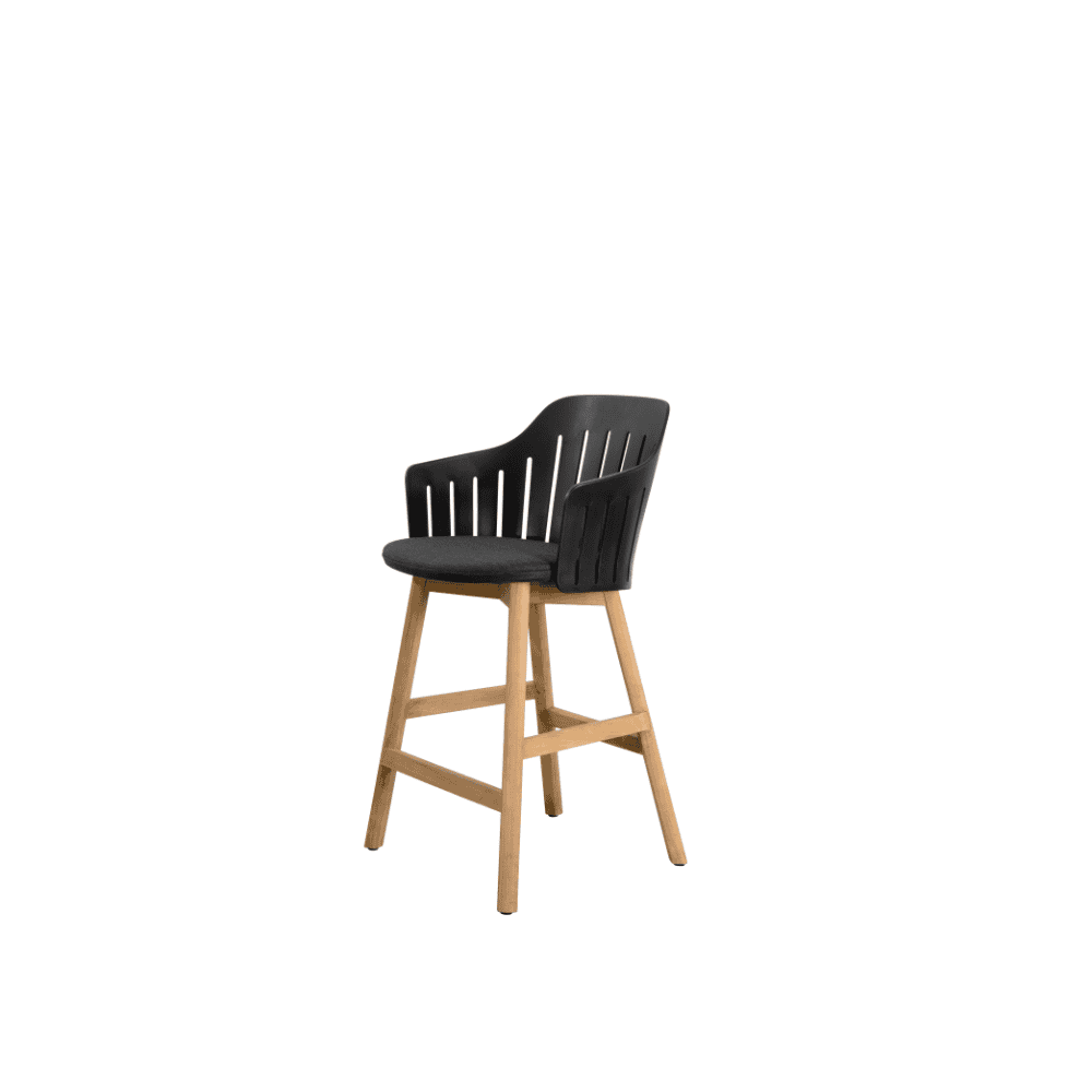 Boxhill's Choice Outdoor Counter Chair Black Seat Shell with Black Natte Seat Cushion