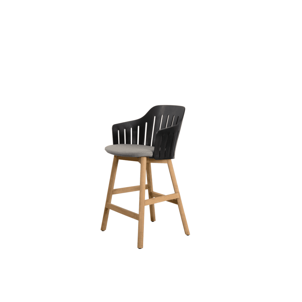 Boxhill's Choice Outdoor Counter Chair Black Seat Shell with Taupe Natte Seat Cushion