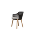 Boxhill's Choice Outdoor Dining Chair Black Shell Teak Legs with Light Grey Focus Seat Cushion