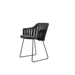 Boxhill's Choice Outdoor Dining Chair Black Shell Warm Galvanized Steel Sledge Base with Dark Grey Focus Seat Cushion