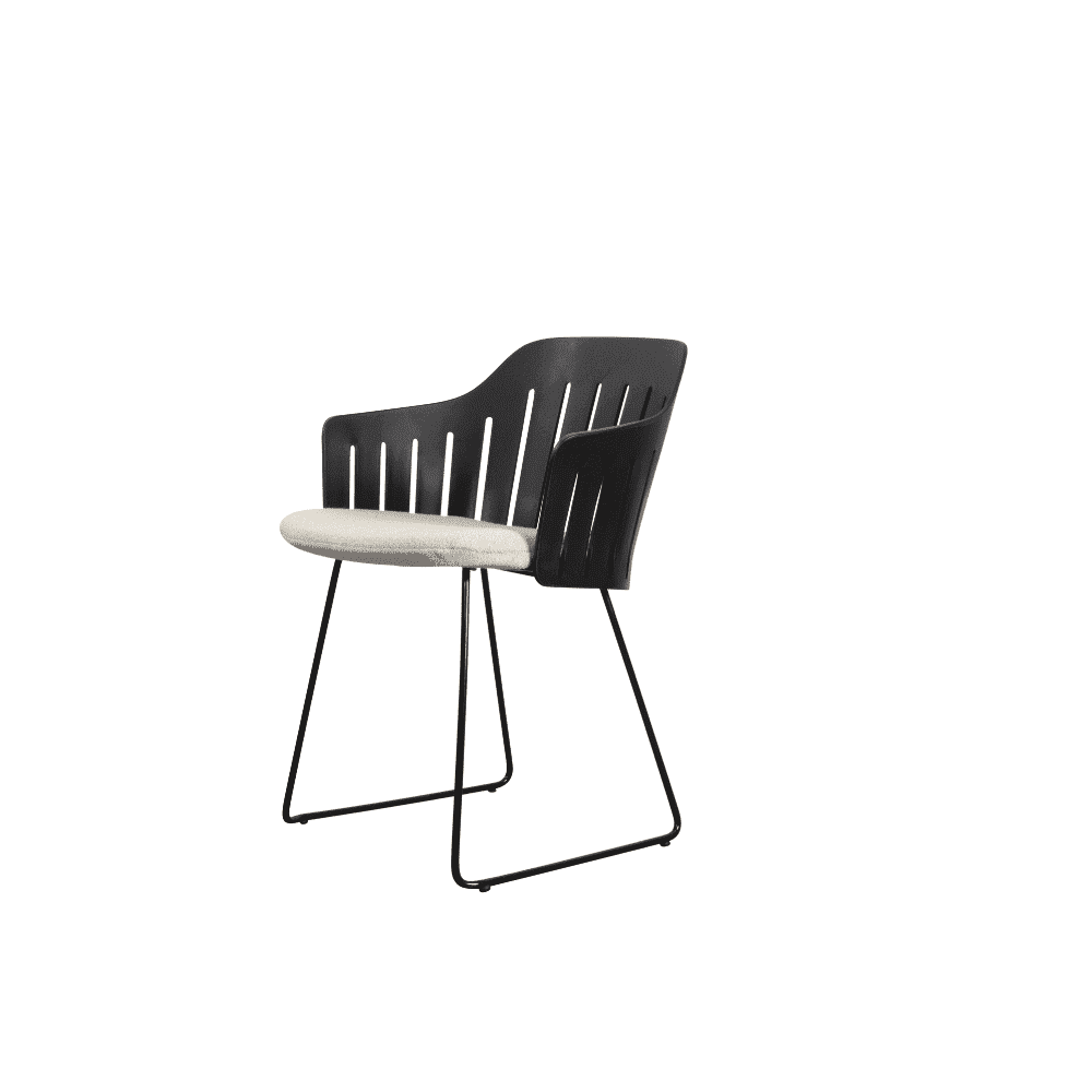 Boxhill's Choice Outdoor Dining Chair Black Shell Warm Galvanized Steel Sledge Base with Sand Free Seat Cushion