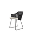 Boxhill's Choice Outdoor Dining Chair Black Shell Warm Galvanized Steel Sledge Base with Sand Free Seat Cushion