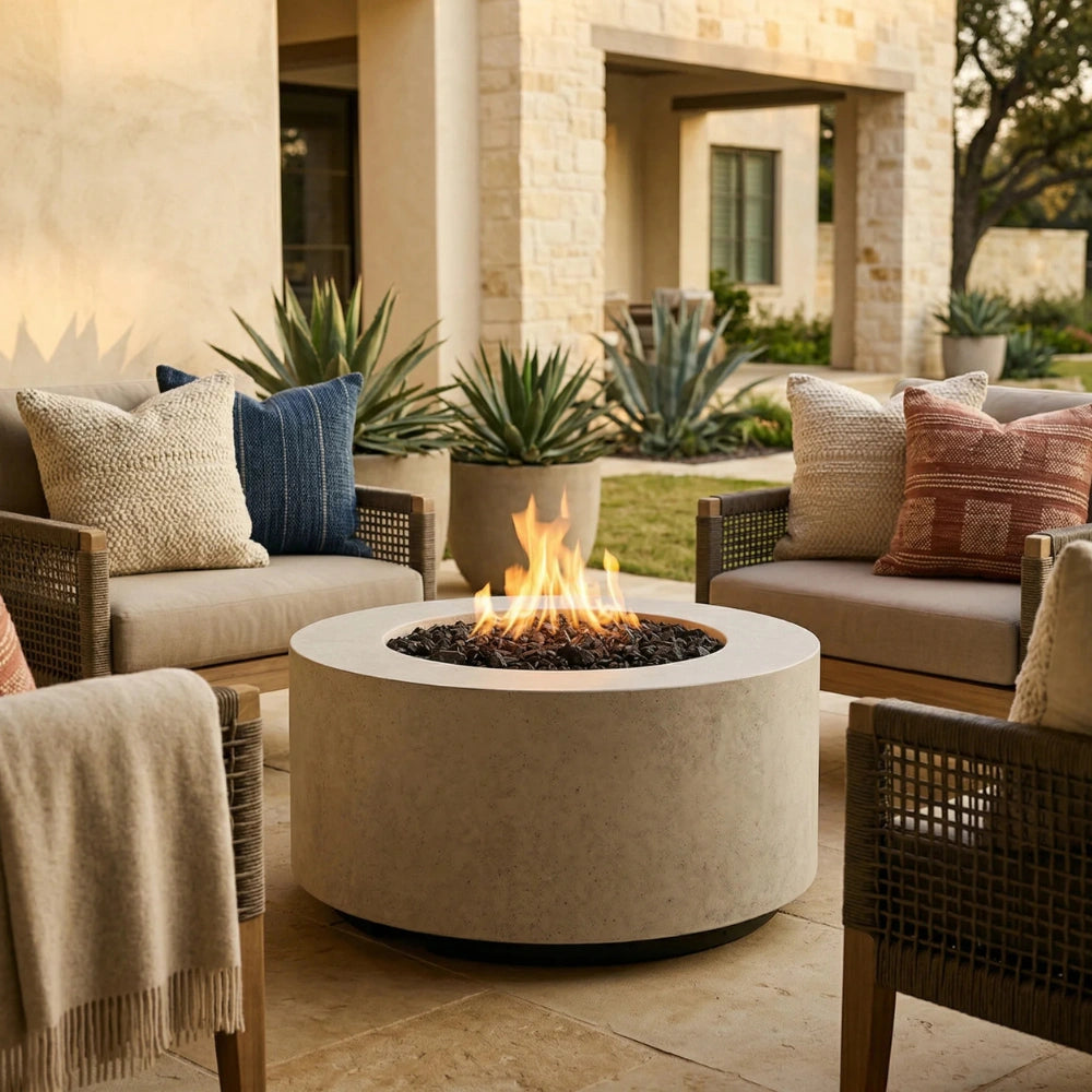 Cilindro Outdoor Concrete Round Fire Table 36"