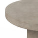 Close-up of a gray speckled round concrete outdoor bar table on a white background