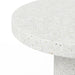 Close-up of a white speckled round outdoor counter table on a white background