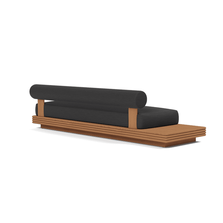 Collins Outdoor Armless 3 Seat Sofa + Table Left - Right Back View