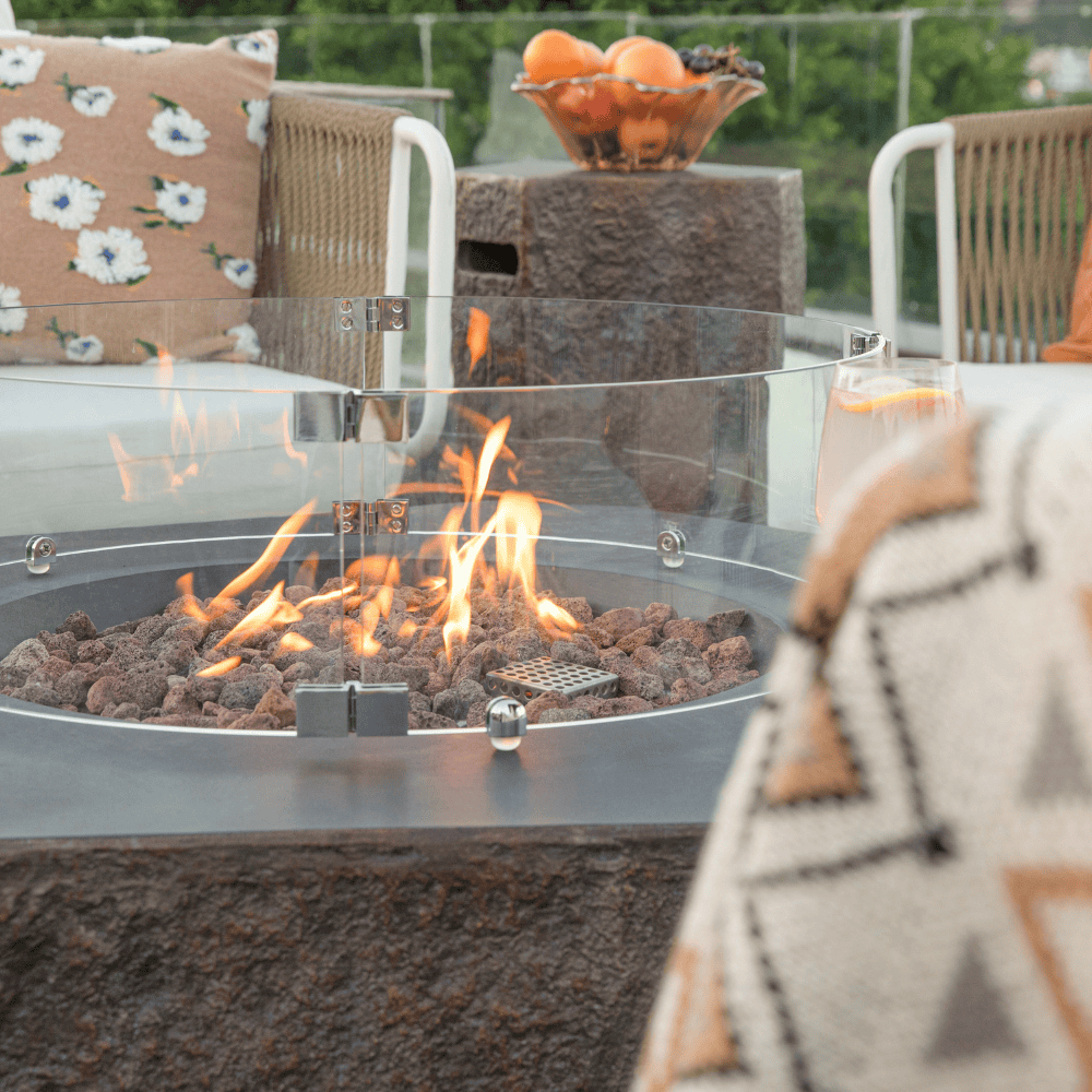 Columbia Outdoor Concrete Fire Table With Wind Guard