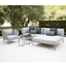 Boxhill's Conic Lounge Sectional Daybed Light Grey lifestyle image with Conic Sectional Sofa and Conic Lounge Chair at patio