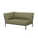 Olive green outdoor sectional sofa left corner with dark gray aluminum frame on a white background
