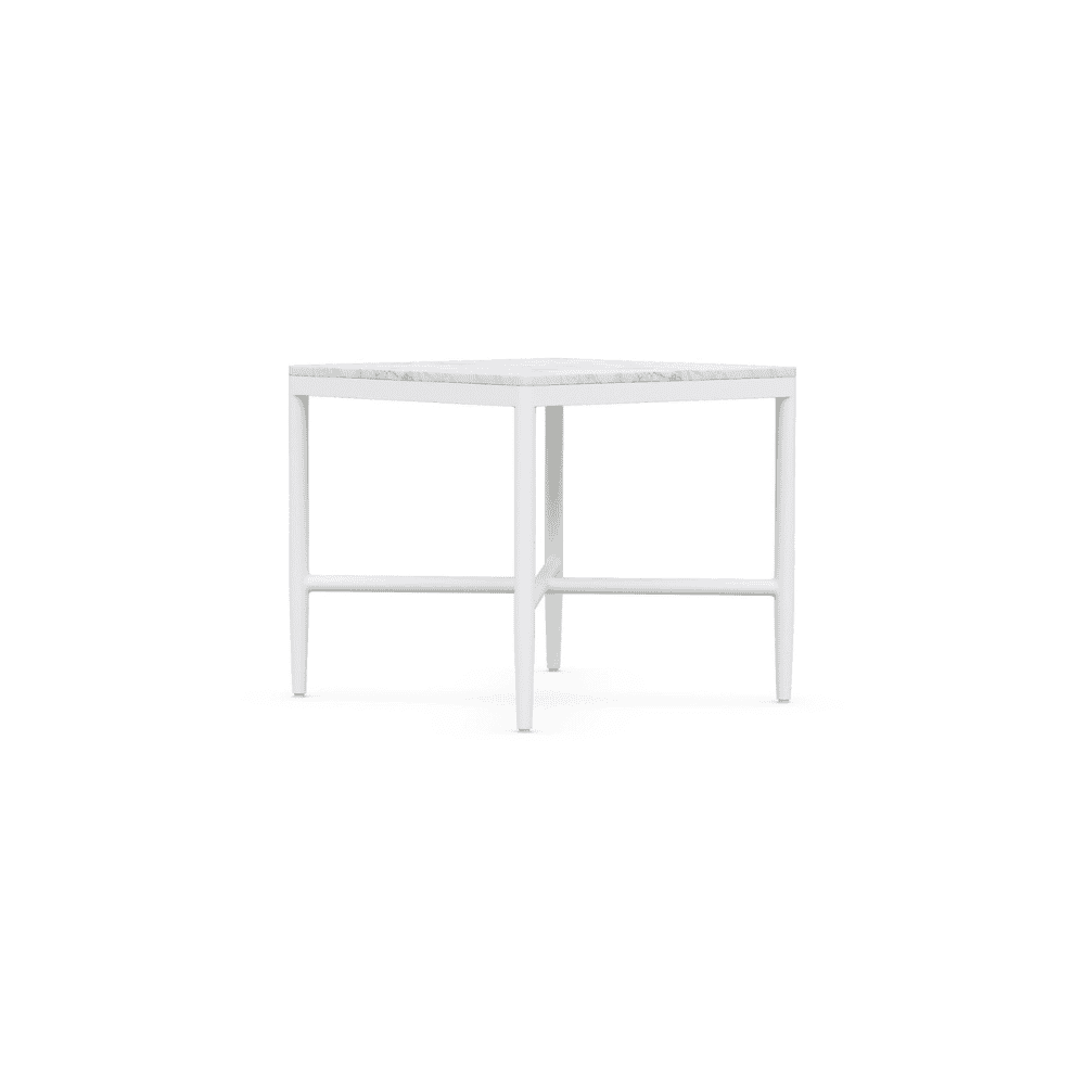 Boxhill's Corsica Outdoor Side Table White Marble side view in white background