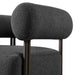 Dark gray upholstered outdoor chair with a textured finish.