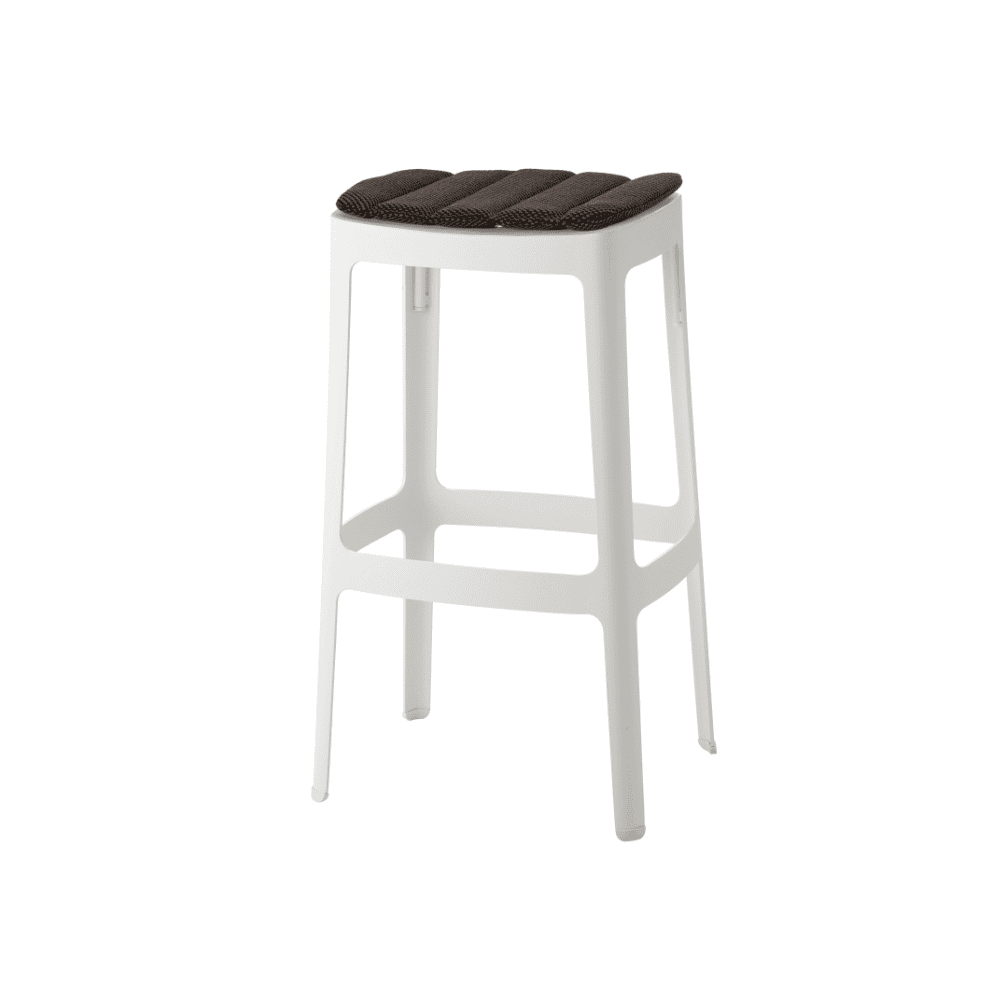Boxhill's Cut High Outdoor Bar Chair White with Dark Grey cushion in white background