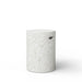 Round white speckled outdoor concrete table & stool on a plain white background