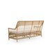 Natural wicker outdoor 3-seater sofa in a light tan finish featuring an open woven back viewed from the rear.