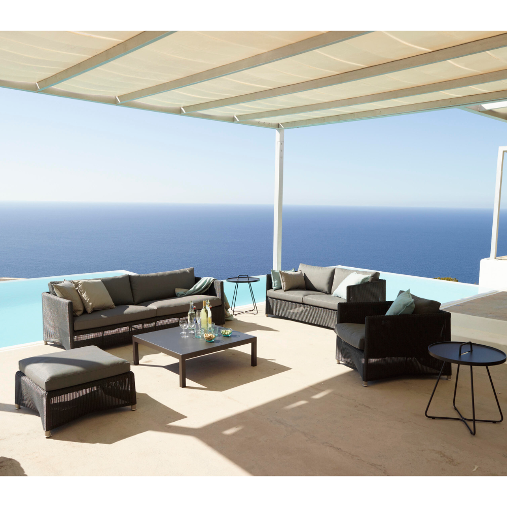 Boxhill's Diamond 3-Seater Weave Sofa lifestyle image with other Diamond Sofa collection beside the pool