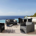 Boxhill's Diamond Terrace Weave Chair lifestyle image together with other Diamond sofa Collection beside the pool.