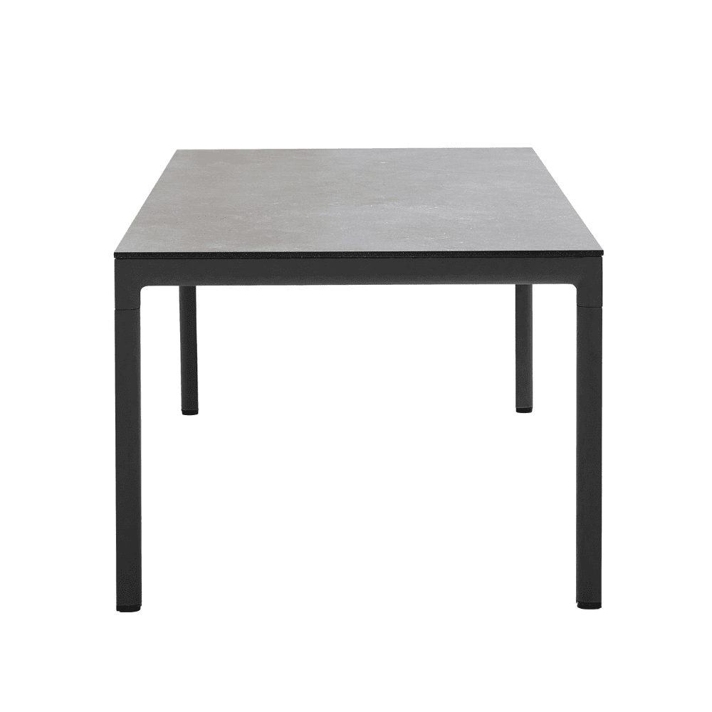 Boxhill's Drop Outdoor Dining Table Lava Grey side view in white background