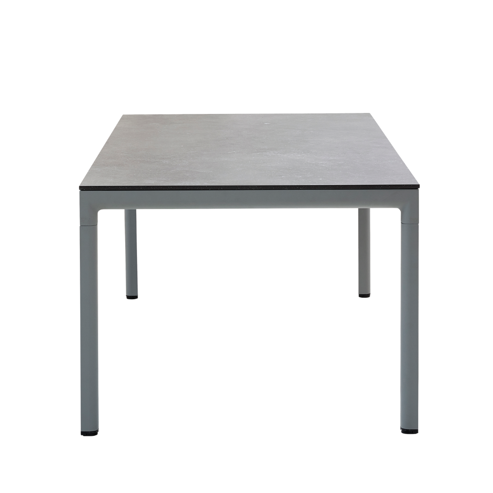 Boxhill's Drop Outdoor Dining Table Light Grey side view in white background