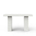 Rectangular white speckled concrete outdoor bar table on a plain white background