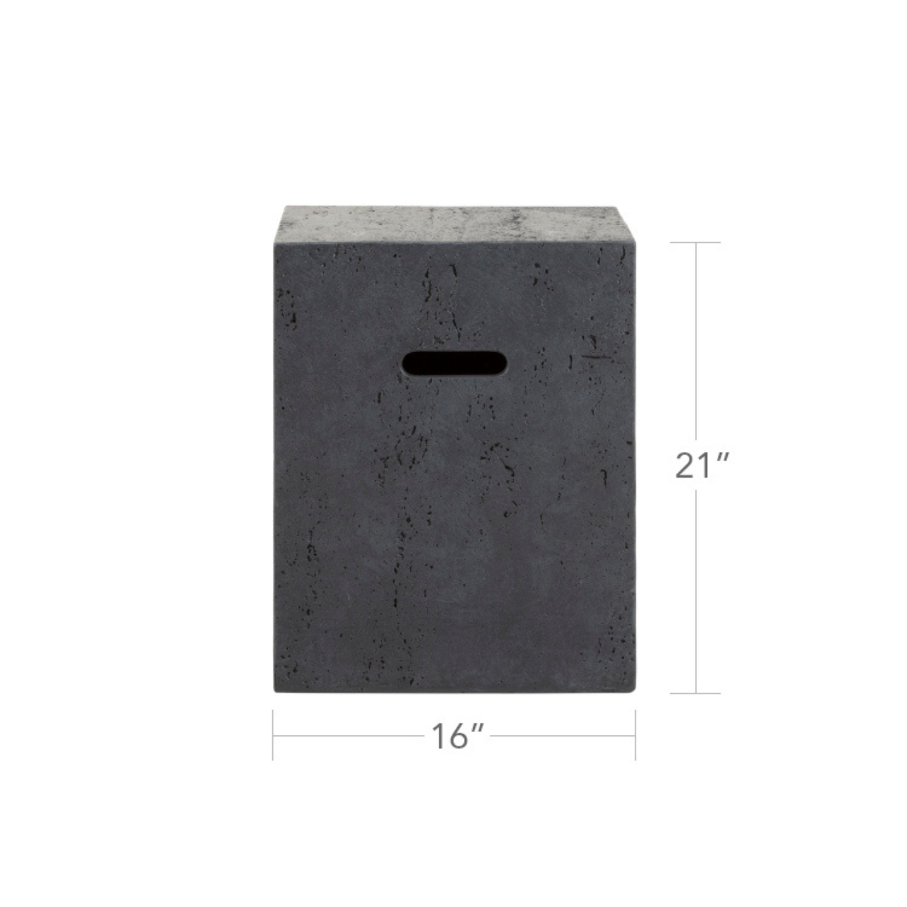 A concrete square gas tank with a handle.