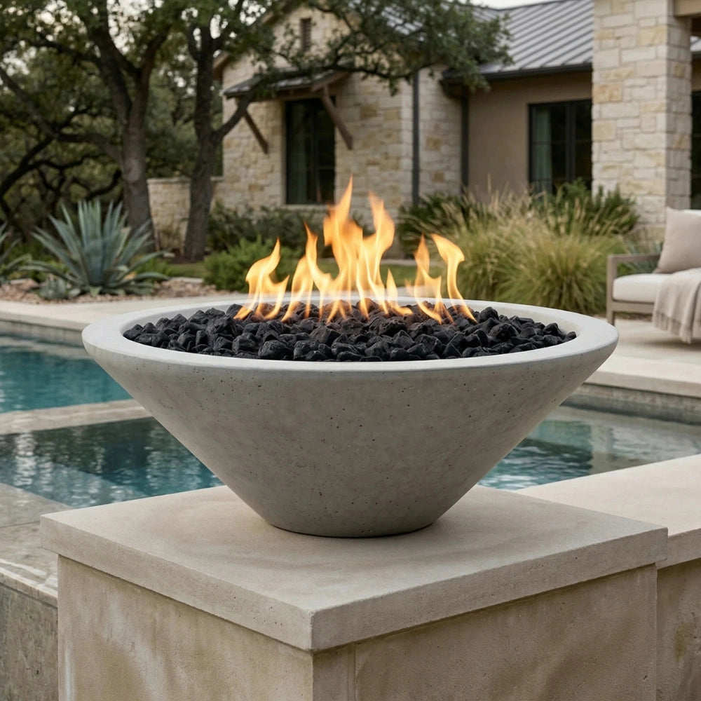 Embarcadero Pedestal Outdoor Concrete Fire Bowl 31"