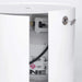 Propane tank inside white round outdoor propane tank enclosure