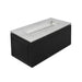 Black rectangular outdoor metal powdered coated fire pit table with stainless steel top