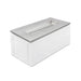 White rectangular outdoor metal powdered coated fire pit table with stainless steel top