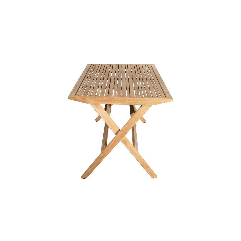 Boxhill's Flip Folding Outdoor Teak Dining Table Large, side view in white background