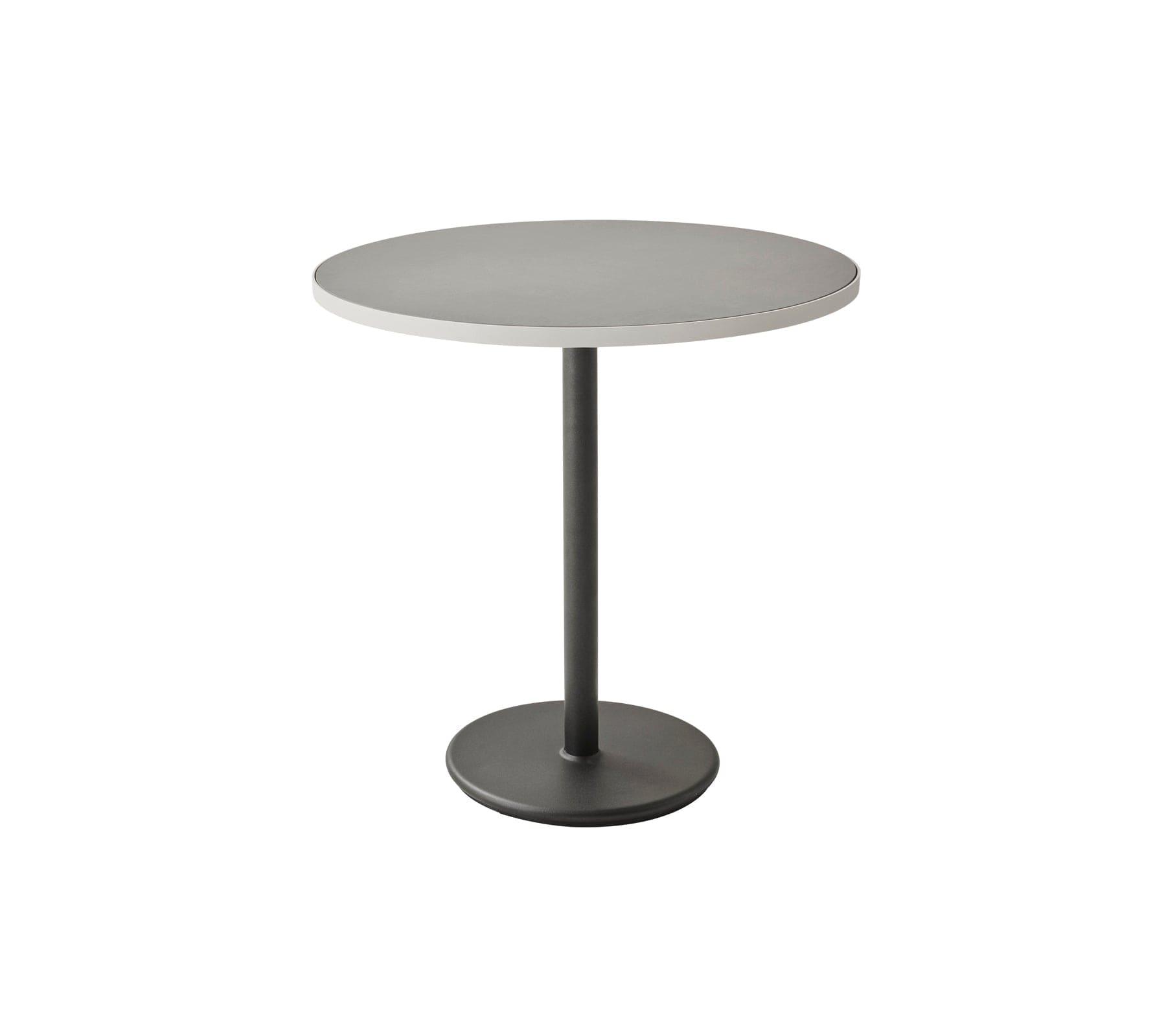 Boxhill's Go Outdoor Round Cafe Table White Aluminum And Light Grey Ceramic Top