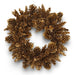 Handmade gold pinecone wreath with a radiant finish, crafted from natural pinecones